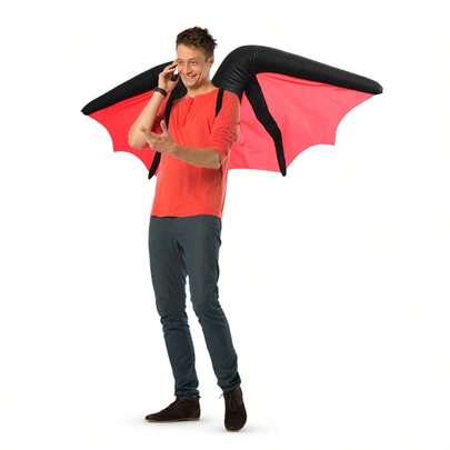 Inflatable Demon Wings Costume For Adults, Funny Novelty For Halloween Party/Christmas Gift/Valentine's Day Surprise! Suitable For Height 1.5-2m, Includes Air Blower, Batteries Not Included