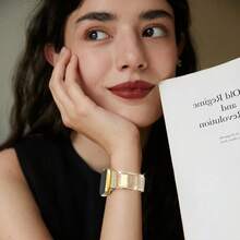 1pc Simple And Stylish Rectangular Cat's Eye Metal Bracelet Watch Band Compatible With Apple Watch Band 38mm 40mm 41mm 4mm 44mm 45mm 49mm (S10 42)Mm (S10 46)Mm ,Exquisite Wome's Wrist Strap Compatible With Iwatch Series 11 Ultra 3 SE3 Ultra 2 S10 SE2 9 8 7 SE 6 5 4 3 2 1,Suitable For Outfits, Daily Wear, Holidays - Gold - View 5