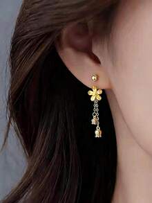 Pure Silver Lily Of The Valley Earrings, Nature Style Versatile Elegant Earrings For Travel, Casual Wear, Wedding - Multicolor - View 4