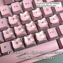 30Pcs DIY Keyboard Stickers, Crystal Key Heighteners For Computer Keys, Cute Minimalist Cat Paw Nail Art Typing Aid With Transparent Spacers To Protect Manicure From Damage. - View 4