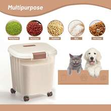 Recipiente hermético de gran capacidad para almacenar alimento de mascotas (sin ruedas) | Tapa abatible, transparente, a prueba de humedad y de insectos, adecuado para alimento de mascotas en el hogar - Multicolor - Ver 2