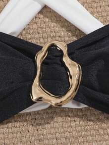 Wohenmeili Contrast Color Patchwork Metal Decor Women's Bikini Set High Cut Swimsuit Vacation Beachwear Sexy Two Piece Swimwear 2026 New Arrival - 黑與白 - 查看 3