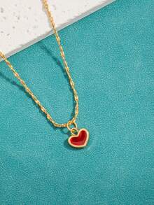 1 chiếc dây chuyền mặt hình trái tim tráng men, món quà Giáng sinh tối giản thời trang. - Kiểu 1 - Xem 3