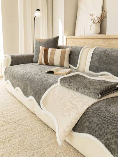 1pc Silver Fox Plush Textured Sofa Cushion, Plush Edged High-Quality Non-Slip Sofa Back Pillow, Pet-Friendly Sofa Protector, Suitable For 1/2/3/4 Seater Sofas, Combinations, Window Seats, Recliners, Office Chairs, Warm & Comfortable, Machine Washable, Home Decor To Enhance Coziness