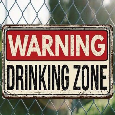 1pc 8"X12" Vintage "Drinking Area" Metal Sign - Rustic Iron Wall Decor With Red And Black Borders, Suitable For Bedroom, Bar, Garage, Indoor/Outdoor Use, Indoor Wall Decor | Rustic Metal Sign | Iron Structure, Metal Wall Art