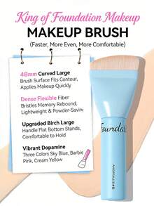 Extra Large Makeup Brush, Curved Foundation Brush, Cute Half-Arc Shape Non-Absorbing Powder Liquid Foundation Brush, Suitable For Beginners, Makeup Artists, Gifts, Dates, Weddings, Christmas, Halloween, Thanksgiving, Graduation, Birthday, Holidays, Y2K, Fashionable Women, Cosmetic Brands, Beauty Parties, Beach, Travel, Camping, Campus, Celebrations, Decorative Gifts, Rose Girl Cosplay, Premium Makeup Ambiance - 黃色 - 查看 3