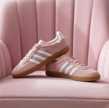 Adidas 三葉草女子GAZELLE INDOOR運動鞋休閒鞋板鞋 - 粉紅白色 - 查看 4