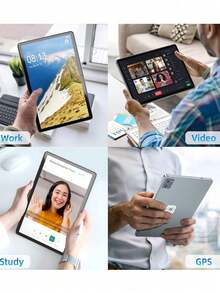 Qetupa Tablet Android, Tablet Android 15 10 Inci, Octa-Core, RAM 4GB ROM 128GB (Dapat Diperluas hingga 1TB), Layar HD 1280x800, WiFi 5G+2.4G, Bluetooth 5.2, Kamera Depan 5MP & Kamera Belakang 13MP, Baterai 6000mAh, 802.11ac BT 5.2, GPS, Membaca & Bermain Game - Jeruk - View 5