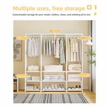 1 pieza Perchero de ropa multifuncional, soporte de percha de ropa sencillo, organizador de armario de pie para dormitorio, anti-polvo - Multicolor - Ver 9