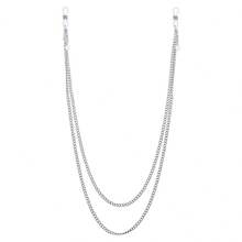 1件装性感橡胶吊坠多款式假乳环，可调节双链设计，适合女性日常佩戴和派对穿着 - 銀色 - 查看 12