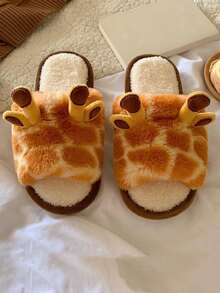 Women's Casual Cute Cartoon Deer Printed Open-Toe Flat Indoor Bedroom Slippers, Autumn Winter - 彩色 - 查看 2