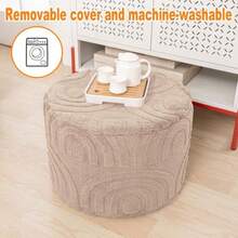 Asuprui - Taburete otomano redondo de piel sintética reposapiés para silla de piso reposapiés para sala de estar recámara o boda regalos de 20 x 20 x 14 pulgadas caqui - Caqui - Ver 6