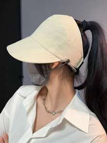 Women's Full-Face UV Protection Baseball Cap With Mask Hook, Versatile Design To Slim The Face, Duckbill Style - Openwork Baseball Cap - View 9