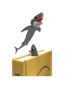 3D Shark Bookmark - Plastic, Black With Red Teeth Details, Fun Student Stationery Back To School Gift - Multicolor - View 3