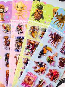 3D Cartoon Liquid Glitter Shaker Stickers, Children's DIY Handbook Creative Decorative Stickers, Stationery Decorative Stickers, Decorative Sticker Gifts, Suitable For Decorating Home, Party, Birthday Gifts - Multicolor - View 3