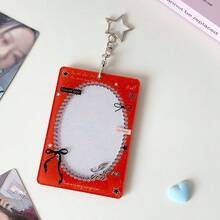 1pc Heart Hollow Hanging Card Holder 3 Inch, Idol Fan Card Display Case, Student Mini Card Wallet - Heart-shaped Cutout Card Holder - View 7