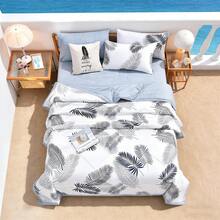 1pc Skin-Friendly Plaid + Floral Quilted Wide-Edge Summer Quilt, Soft & Fine, Moisture-Wicking & Breathable, Minimalist & Fashionable Air Conditioning Quilt - Like Water - View 5