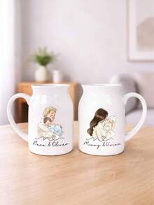 1 szt. personalizowany wazon do dekoracji domu, spersonalizowany wazon z imieniem, prezent na Dzień Matki, prezent dla kobiet, prezent ze zdjęciem babci, ceramiczny wazon, prezent dla mamy - Wielokolorowe - Zobacz 6