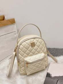 1pc Girls' Argyle Mini Backpack, Handheld/Shoulder/Backpack 3-In-1, Fashionable Versatile Petite Backpack, Adorable For Teenage Girls, Ideal Gift Choice - Multicolor - View 5