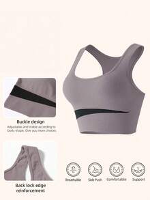 1pc Women's Wireless Sports Bra, Backless Design, Lift-Up Sexy Sports Shorts, Suitable For Workout And Fitness - Purple - View 6