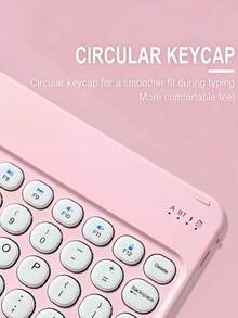 AKKHOO Teclado inalámbrico mini silencioso con tapa redondeada, ultra delgado de 10 pulgadas, recargable y silencioso, compatible con computadora, teléfono y tableta - Rosa - Ver 5