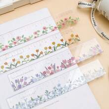 15cm 투명 잔꽃 무늬 아크릴 자, 다기능 드로잉 자 플래너 자 - A - 보기 3