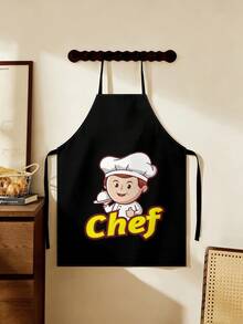 1/2 chiếc tạp dề nhà bếp họa tiết hoạt hình dễ thương có túi, dễ vệ sinh (màu đen), thích hợp cho nhà bếp, phòng tắm, nhà cửa, món quà Giáng sinh tuyệt vời. - Nhiều màu - Xem 7