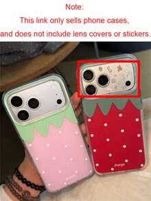 甜美可爱粉红色草莓白色波点亮面手机壳，兼容 17 Pro Max、17 Pro、16 Pro Max、15 Pro Max、14 Pro Max、13 Pro Max、16、15、14 Plus、12 Pro Max、11，可爱夏季水果图案，柔软IMD材质，保护后盖。 - 紅色 - 查看 2