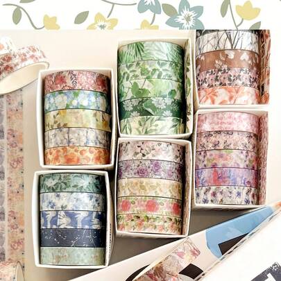 5 Rolls Of Washi Tape Floral Series Tear-Free Decorative Stickers For Journals, Photo Albums, Schedules, And Party Decorations 0TQJ