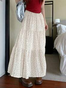 Polka Dot Skirt (Random Print) - Apricot - View 3