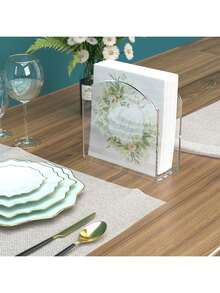 1pc Crystal Clear Acrylic Napkin Holder Desktop No-Installation Napkin Box Tissue Box Tissue Holder Home Restaurant Kitchen Decor Bar Accessories - 1 Pc - View 3