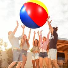 1pc Inflatable Giant Oversized Colorful Ball, Thick PVC Material Durable Portable Large Rainbow Balloon, Summer Water Game Ball For Pool Beach Party Group Throwing Activity - Multicolor - View 2
