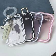 3pcs 2D Transparent Card Holders, Bus Card Holders, Gradient Wave Photo Card Holders, Cute Campus Card Holders - Comes With Adorable Charms & Bracelet - Perfect Holiday Gift - Multicolor - View 11