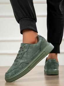 36-45码男女通用厚底系带休闲运动鞋，高品质时尚运动鞋，软底防滑耐磨滑板鞋，学生适用 - 綠色 - 查看 4