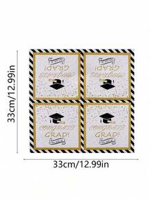 40/20pcs/Pack Graduation Season Napkins, Black & Gold Graduation Party Table Decor Napkins, Personalized Graduation Party Napkins, Perfect For Graduation Celebration - Multiple Styles - View 4