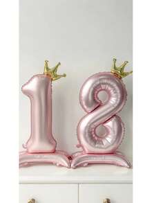 42英吋粉色直立氣球 1歲生日慶祝，奶油色數字氣球，適合0-9歲男孩女孩，週年派對嬰兒洗禮用品 - 粉色 - 查看 7