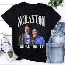 Scranton The Electric City T-Shirt, The Office T-Shirt, TV Show Meme T-Shirt, Michael Scott T-Shirt, Schrute Farms T-Shirt, Funny Meme Graphic T-Shirt - 黑色 - 查看 1