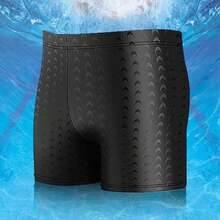 Adult Men's Black Plus Size Professional Waterproof Quick-Dry Shark Skin Fabric Swimming Trunks - Multicolor - View 8