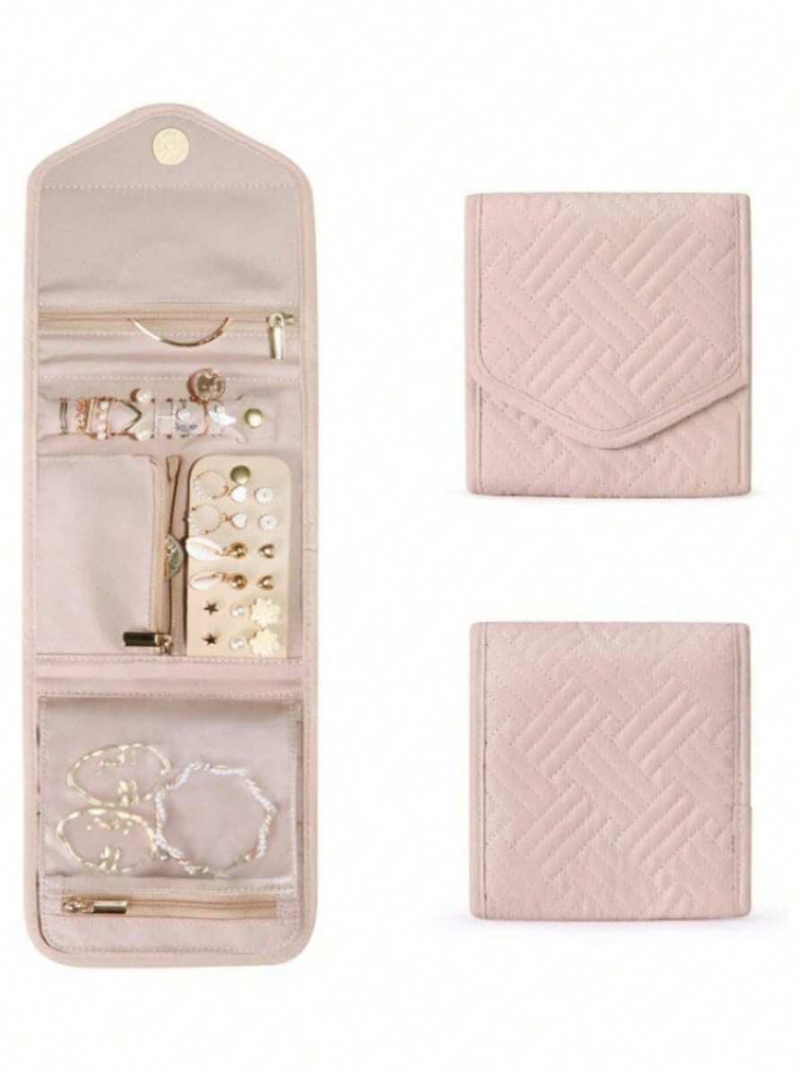 1pc Jewelry Storage Bag, Portable Travel & Home Jewelry Box, Folding Pouch, Multi-Function Necklace Earring Accessory Organizer - Folding - View 1