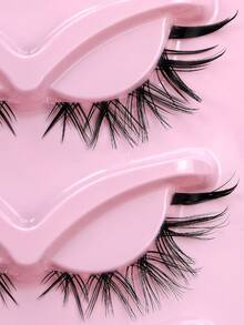 5 Pairs Full Strip Lashes Cat Eye Natural Look Tail Elongated Eyelashes Fox Eye Eyelashes Strip Lashes , Lashes, Eyelashes, Fake Lashes - Black - View 5