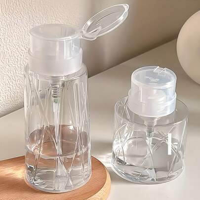 1pc 250ml/300ml High Transparency Nail Polish Remover/Alcohol Refillable Bottle, Clear Pump Lock Nail Art Empty Bottle. Large Capacity 3-Way Pump Nail Cleaner Remover Refill Bottle With Lock, Black Transparent Neck Pump Empty Bottle, Plastic Bottle Nail Polish Remover Wash Bottle Nail Art Anti-Spill Pump Bottle,Bathroom,Travel