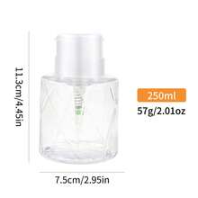 1个250毫升/300毫升高透明指甲油卸妆液/酒精可灌装瓶，透明泵头锁扣美甲空瓶。大容量三用泵指甲清洁卸妆液补充瓶，带锁扣，黑色透明瓶颈泵头空瓶，塑料瓶指甲油卸妆液清洗瓶美甲防溢泵瓶，浴室旅行必备。 - 彩色 - 查看 10