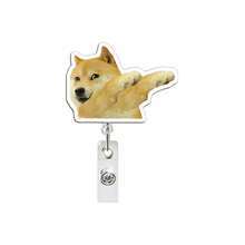 1个趣味狗狗头亚克力徽章夹，可伸缩卷轴，鳄鱼夹，易拉式 - a - 查看 9