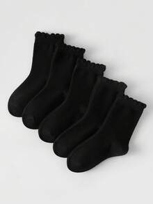 1/5 Pairs Spring/Summer Kids Socks, Black Lace Mid-Calf Socks, Breathable Comfortable Soft Sweat-Absorbent Mid-Calf Socks, Suitable For Students Back To School/Outing/Party/Outdoor Sports/School/Holidays Gifts & Daily Wear - Black - View 8