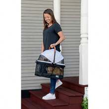 Pet Gear - Portador de Mascotas sin Cierre 360 y Asiento de Coche con Marco de Asiento Elevador para Perros y Gatos pequeños ventilación de Malla Entrada de botón no Requiere Herramientas Gris - Nube gris - Ver 2