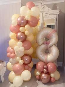 60/35个10英寸复古腮红粉色气球，灰色、粉色、金属色、玫瑰金、象牙白，适用于婚礼、婴儿派对、生日、新娘派对、波西米亚风装饰 - A-1 - 查看 6