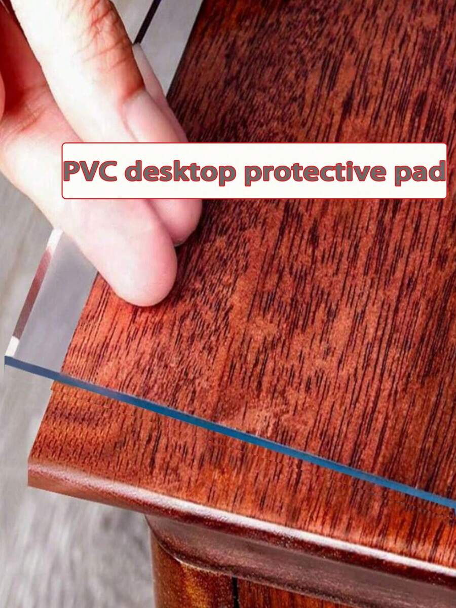 1pc 1.5mm Thick PVC Desktop Protective Mat, Suitable For Study Desk, Dining Table, Coffee Table, TV Cabinet Protection, Keyboard & Mouse Pad, High-End Luxury Transparent Tabletop Mat, Scratch-Resistant, Heat-Resistant, Easy To Clean, Applicable For Home, Office, Hotel, Restaurant