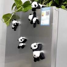 Cute Soft Plush Panda Magnet - Oval Fabric Whiteboard & Fridge Decor, Gifting And Organizing - WHITE - View 3