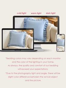 1 vỏ gối trang trí kiểu Pháp lãng mạn xếp nếp (không bao gồm ruột gối), vỏ gối trang trí lãng mạn tinh tế cho phòng ngủ/ký túc xá/ghế sofa/ghế thư giãn, món quà tuyệt vời cho người thân yêu hoặc bạn bè. Có thể giặt máy. Chứng nhận Oeko-Tex. Màu xám xanh. - Màu xanh bụi bặm - Xem 7