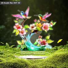 BTU665-672 Decoración de escritorio acrílica 3D con rama de árbol y pájaro de colores, ornamento creativo para el hogar - B - Ver 7